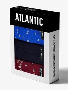 Мужские трусы слипы (небесно-голубой + темно-синий + винный) набор 3 в1 ATLANTIC 51515